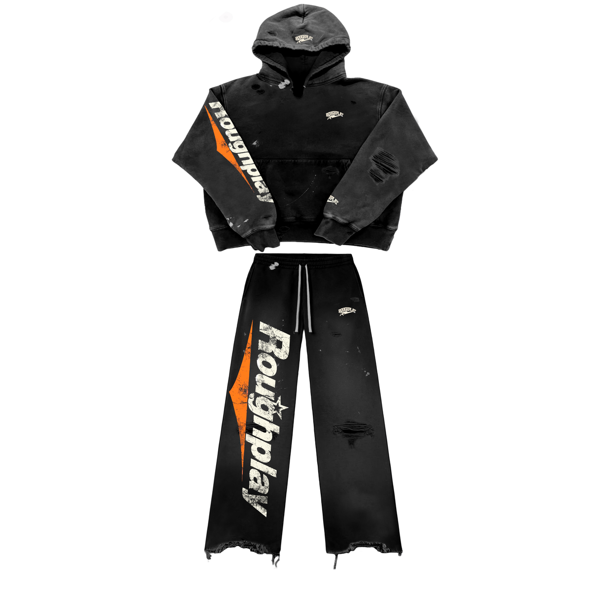 Rough Play Orange Logo Hoodie Sweatsuit