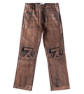 7s 777 leather knee logo Denim