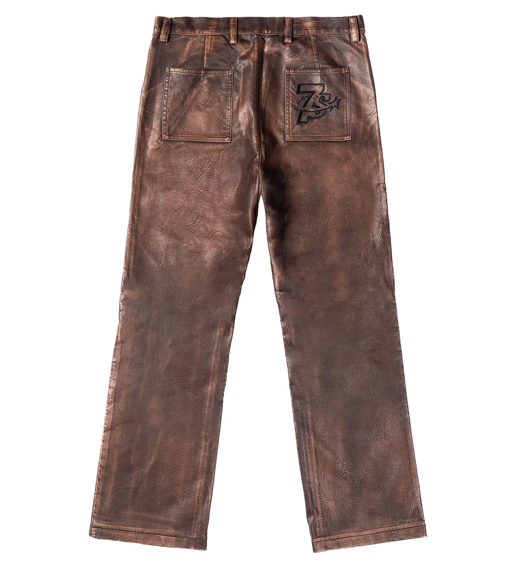 7s 777 leather knee logo Denim